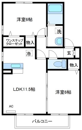 カーサフィオーレＢの物件間取画像